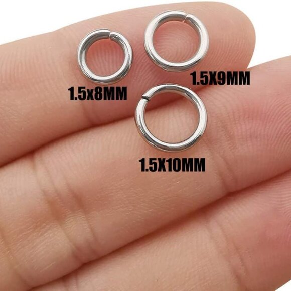 300pcs Mix 8mm 9mm 10mm Stainless Steel Thick Strong Rings Jump Rings Connector - Picture 3 of 8